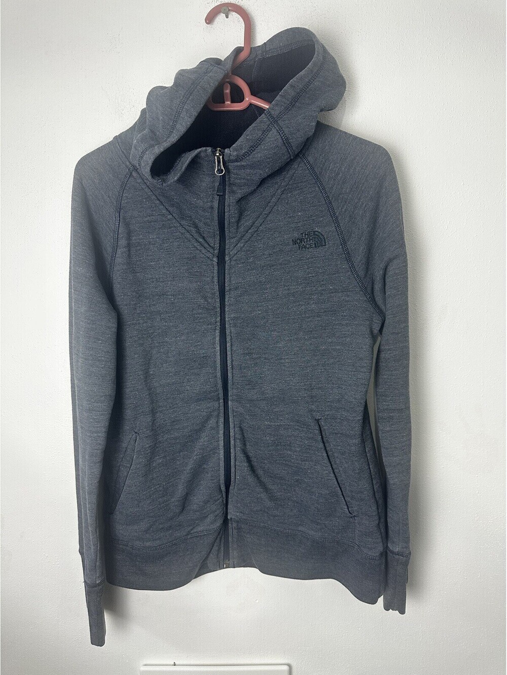 The North Face Full Zip Scuba Hood Terry Sweatshirt Gray Large